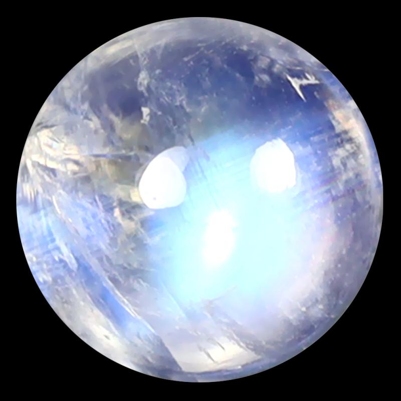 1.72 ct AAA Romantic Round Cabochon Shape (7 x 7 mm) Rainbow Blue Moonstone Natural Gemstone