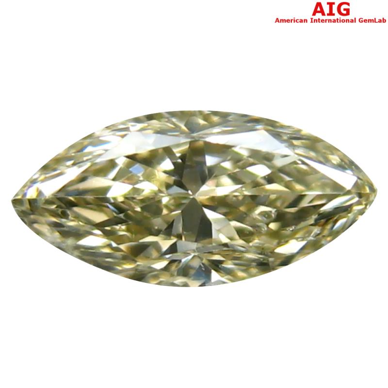 0.43 ct AIG Certified Resplendent SI2 Clarity Marquise Cut (7 x 4 mm) Fancy Yellow Diamond Stone