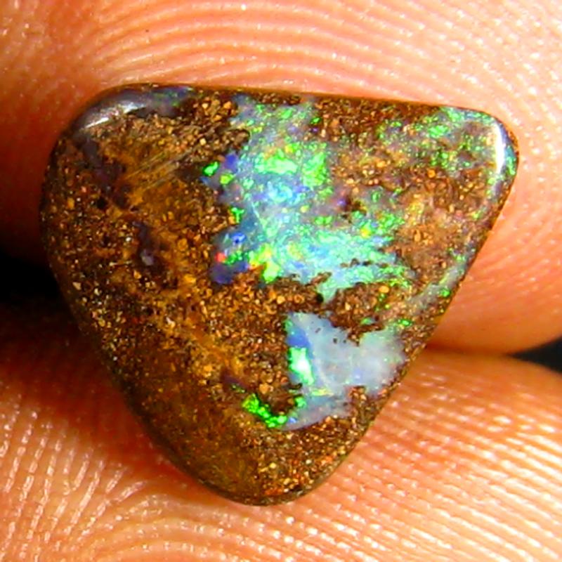 3.29 ct Five-star Fancy Shape (12 x 11 mm) Multi Color Australian Koroit Boulder Opal Natural Loose Gemstone