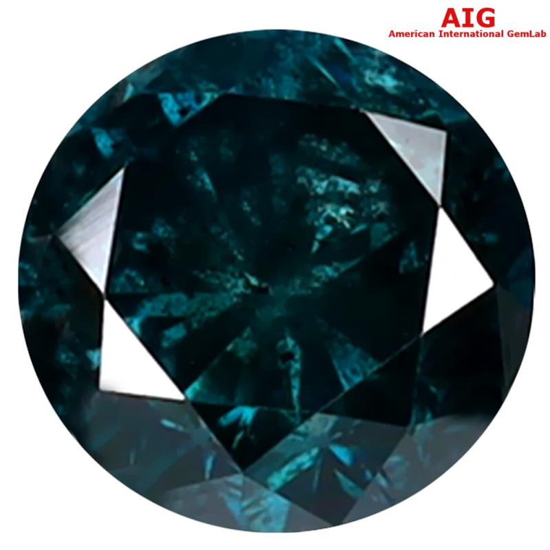 0.95 ct AIG CERTIFIED ROMANTIC ROUND SHAPE (6 X 6 MM) GENUINE GREENISH BLUE DIAMOND LOOSE STONE