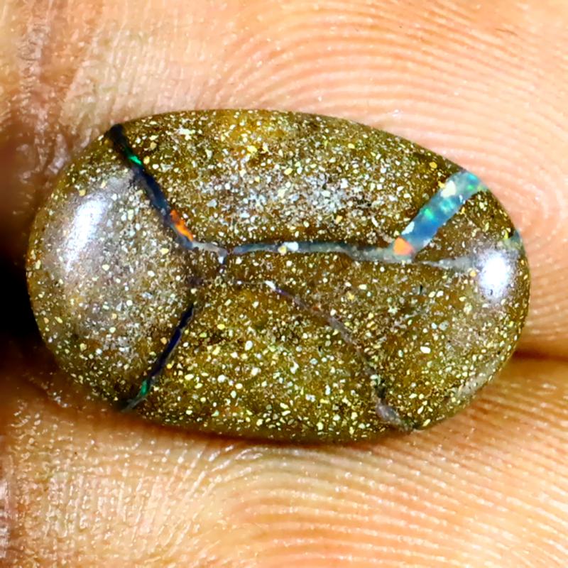 5.30 ct Charming Fancy Shape (16 x 10 mm) Multi Color Australian Koroit Boulder Opal Natural Loose Gemstone