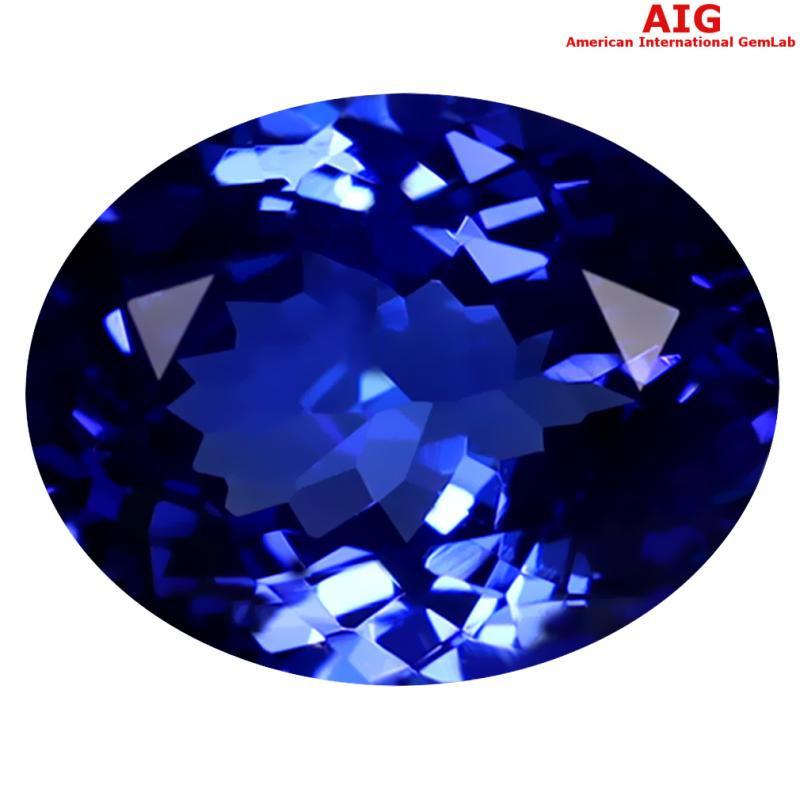 2.32 ct AIG CERTIFIED AAAA GRADE WORLD CLASS OVAL CUT (10 X 8 MM) D'BLOCK TANZANITE GEMSTONE