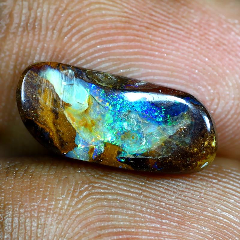 3.07 ct Fantastic Fancy Shape (15 x 7 mm) Multi Color Australian Koroit Boulder Opal Natural Loose Gemstone