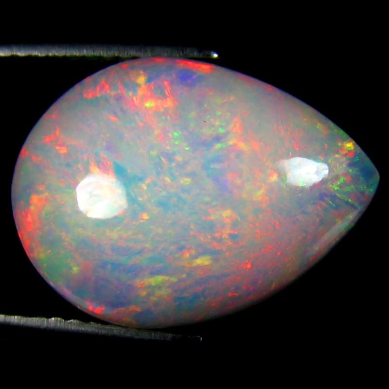 6.16 ct Fabulous Pear Cabochon (16 x 12 mm) Ethiopian 360 Degree Flashing Rainbow Opal Natural Gemstone