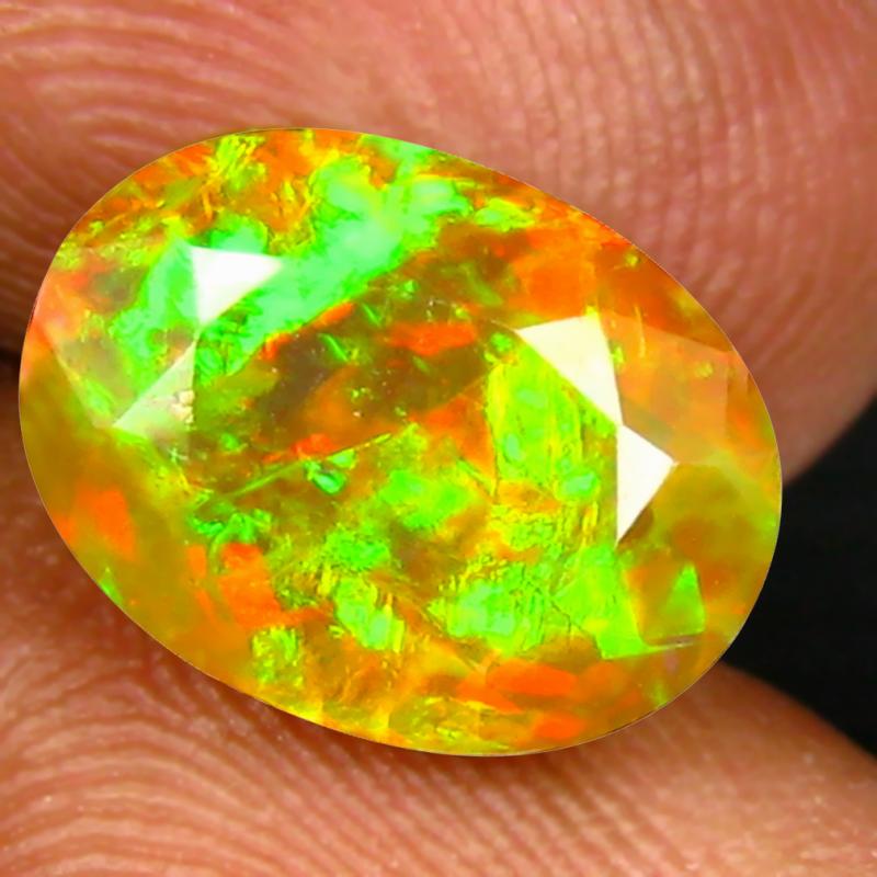 2.23 ct Awe-inspiring Oval (11 x 8 mm) Un-Heated Ethiopia Rainbow Opal Loose Gemstone