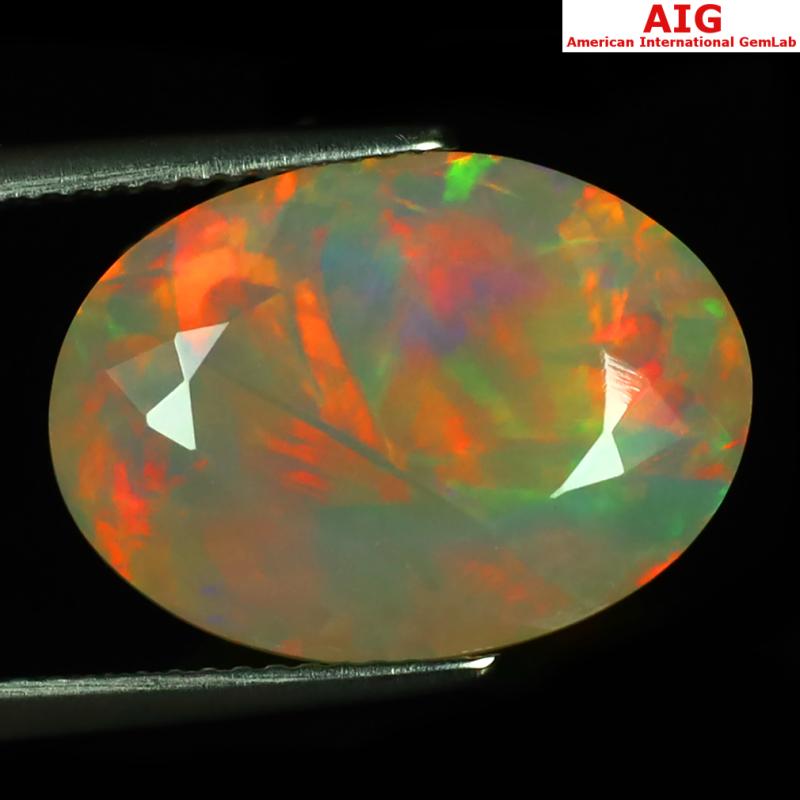 7.40 ct AIG Certified Valuable Oval Shape (18 x 13 mm) Natural Rainbow Opal Loose Gemstone
