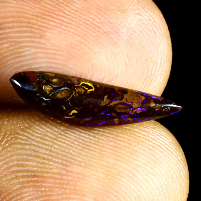 1.67 ct Phenomenal Fancy Shape (16 x 4 mm) Multi Color Australian Koroit Boulder Opal Natural Loose Gemstone