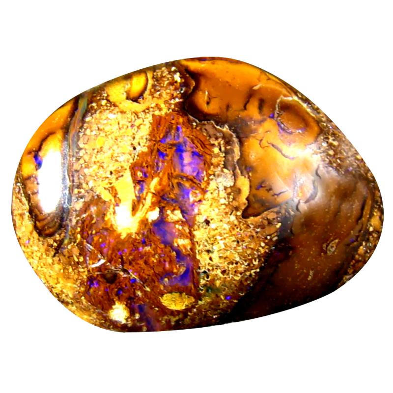 9.63 ct Awe-inspiring Fancy Cabochon Shape (19 x 13 mm) Play of Colors Australian Koroit Boulder Opal Natural Loose Gemstone