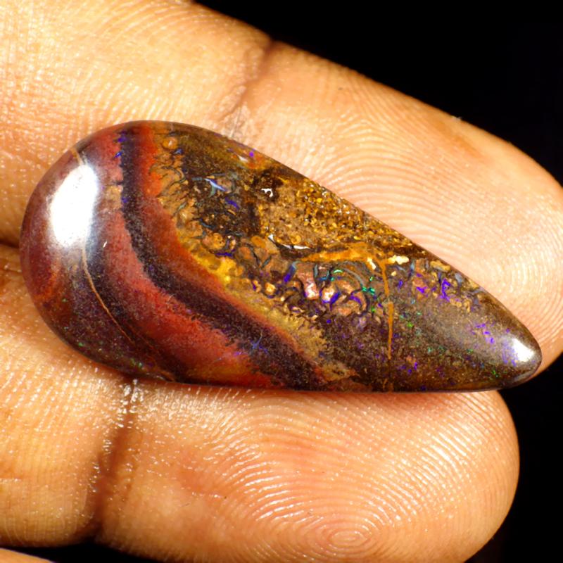 12.62 ct Significant Fancy Shape (30 x 14 mm) Multi Color Australian Koroit Boulder Opal Natural Loose Gemstone