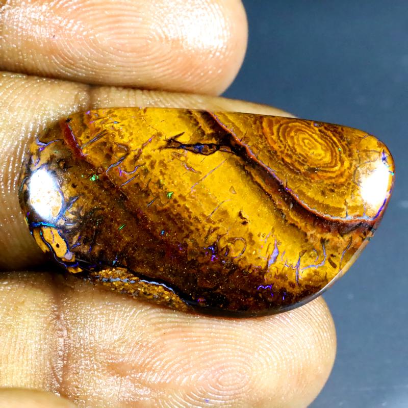 19.23 ct Sparkling Fancy Shape (32 x 17 mm) Multi Color Australian Koroit Boulder Opal Natural Loose Gemstone