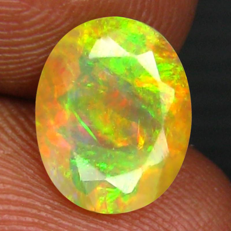 1.35 ct Premium Oval (10 x 7 mm) Un-Heated Ethiopia Rainbow Opal Loose Gemstone