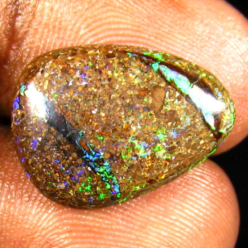 6.63 ct Good-looking Fancy Shape (18 x 13 mm) Multi Color Australian Koroit Boulder Opal Natural Loose Gemstone