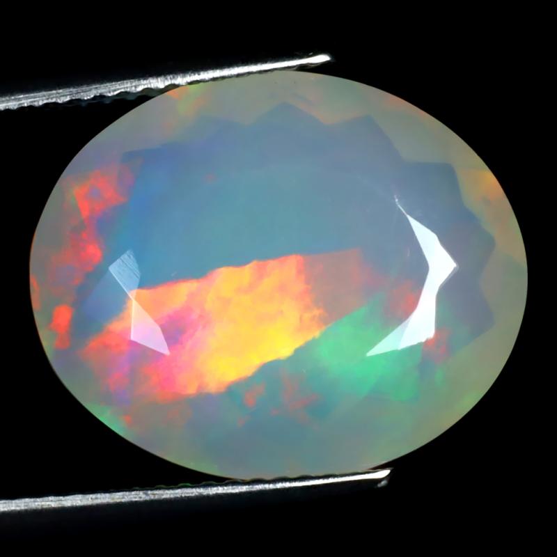6.47 ct Attractive Oval (17 x 14 mm) Un-Heated Ethiopia Rainbow Opal Loose Gemstone