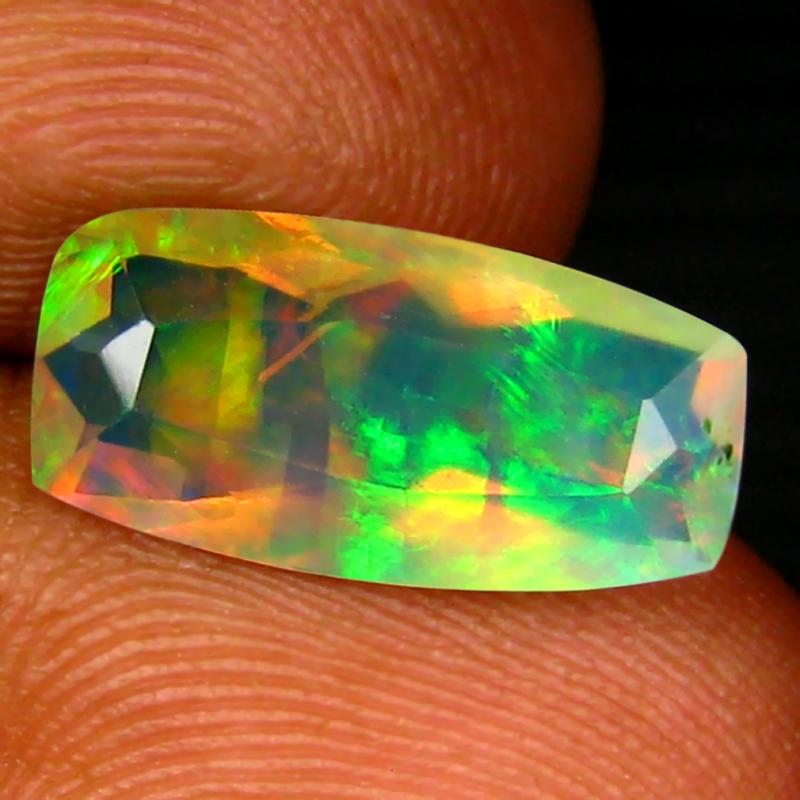 2.31 ct Outstanding Cushion (14 x 7 mm) Un-Heated Ethiopia Rainbow Opal Loose Gemstone