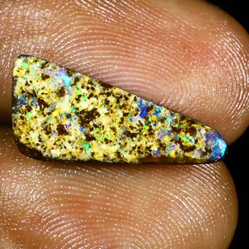 3.72 ct Beautiful Fancy Shape (20 x 9 mm) Multi Color Australian Koroit Boulder Opal Natural Loose Gemstone
