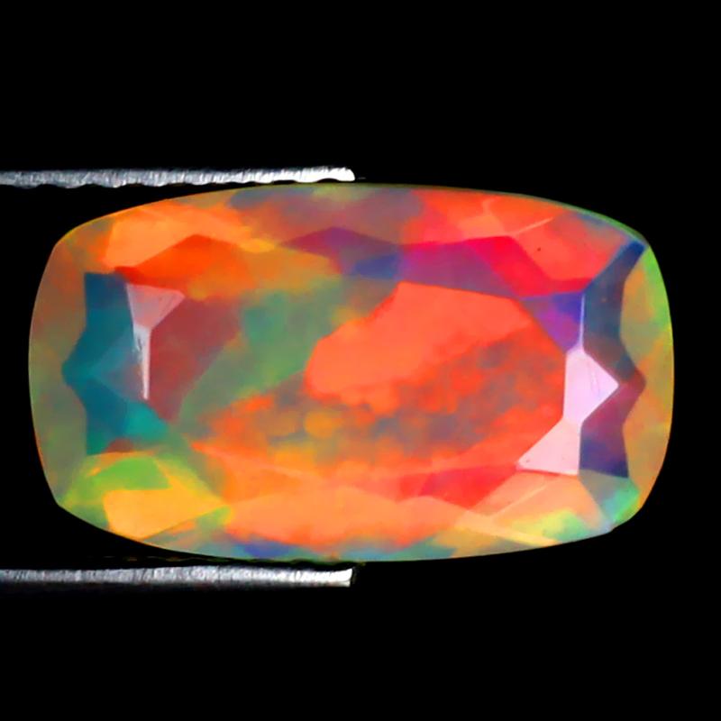 1.88 ct Shimmering Cushion (13 x 8 mm) Ethiopian 360 Degree Flashing Rainbow Opal Natural Gemstone