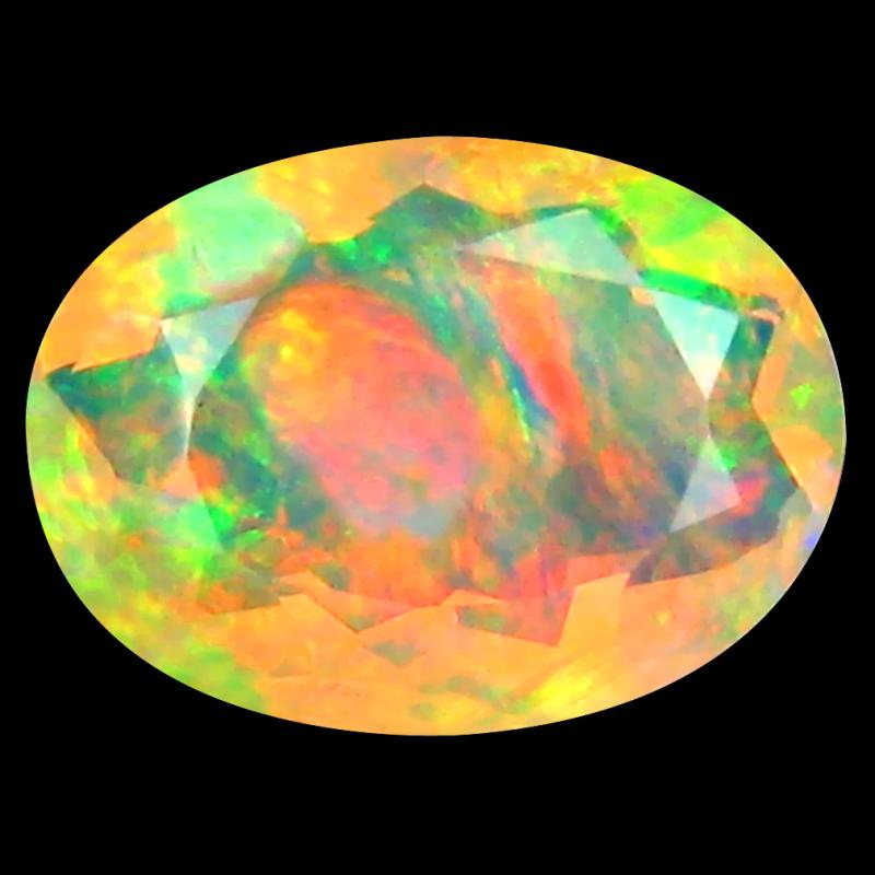 1.16 ct Sparkling Oval (9 x 7 mm) Un-Heated Ethiopia Rainbow Opal Loose Gemstone