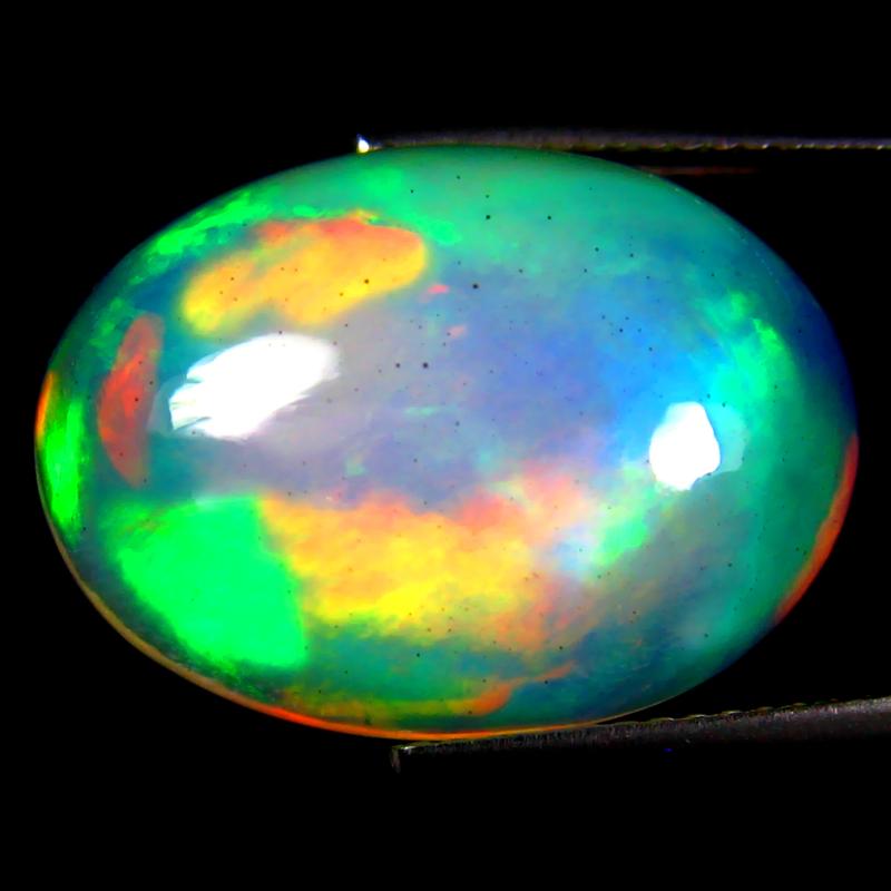 14.02 ct Five-star Oval Cabochon (20 x 14 mm) Flashing 360 Degree Multicolor Rainbow Opal Gemstone