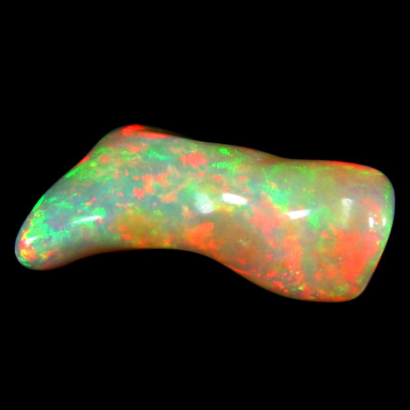 7.28 ct Romantic Fancy Cut (21 x 8 mm) Ethiopia Play of Colors Rainbow Opal Natural Gemstone