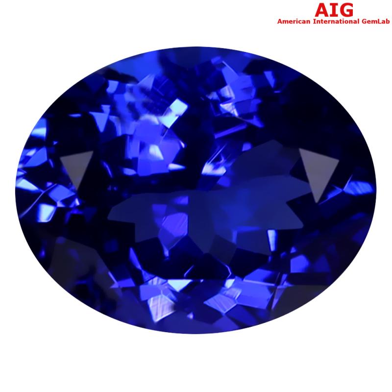 3.29 ct AIG CERTIFIED AAAA+ GRADE PLEASANT OVAL CUT (10 X 8 MM) D'BLOCK TANZANITE GEMSTONE