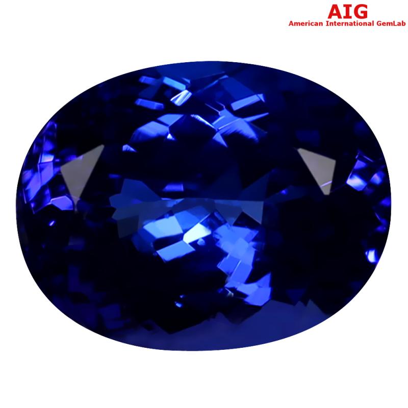3.01 ct AIG CERTIFIED AAAA+ GRADE SHIMMERING OVAL CUT (10 X 8 MM) D'BLOCK TANZANITE GEMSTONE