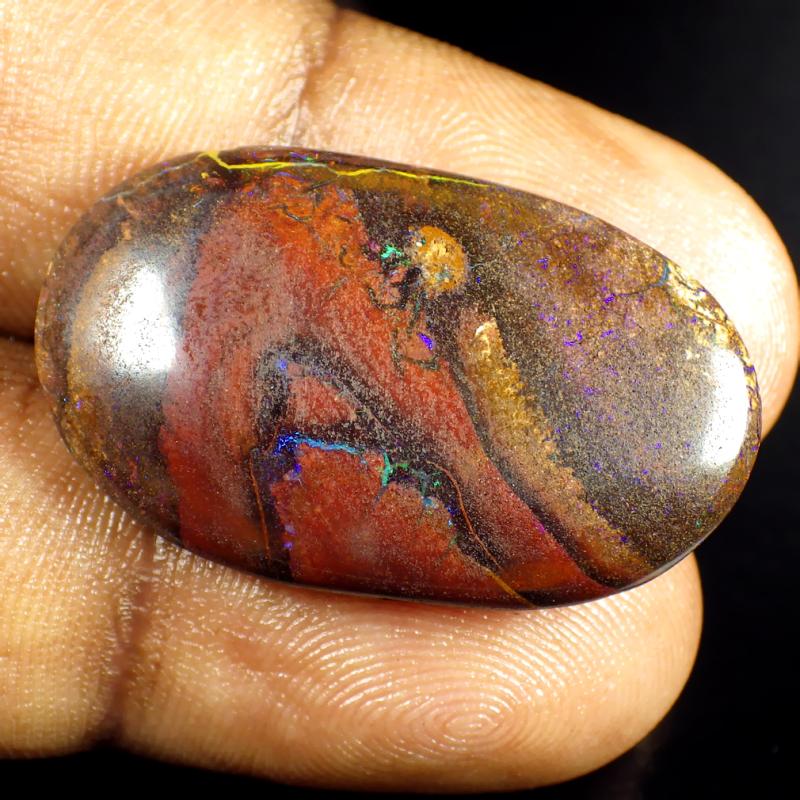 22.52 ct World class Fancy Shape (29 x 17 mm) Multi Color Australian Koroit Boulder Opal Natural Loose Gemstone