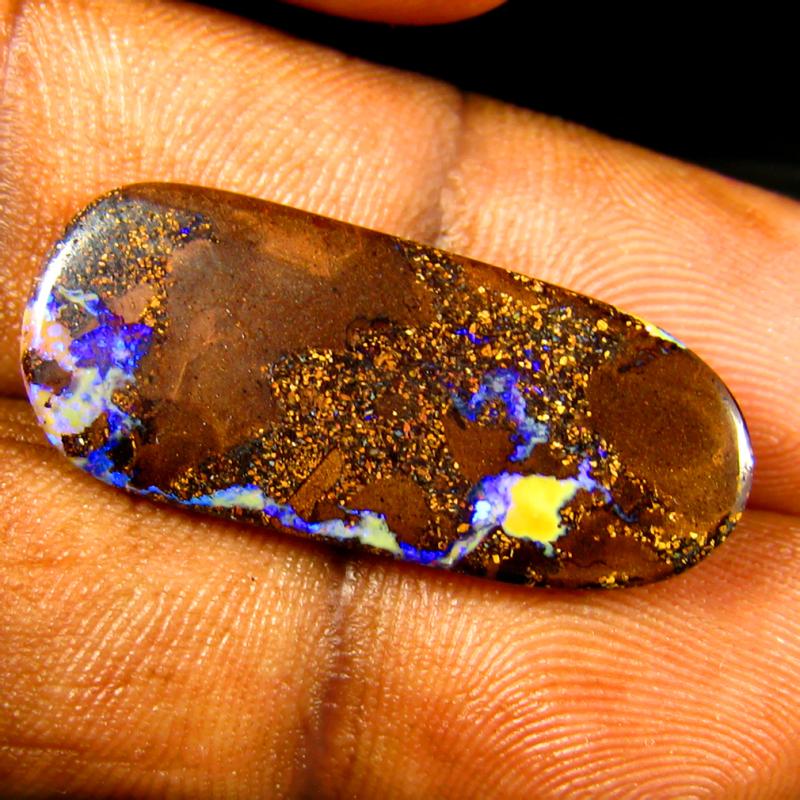 12.51 ct Pretty Fancy Shape (28 x 12 mm) Multi Color Australian Koroit Boulder Opal Natural Loose Gemstone
