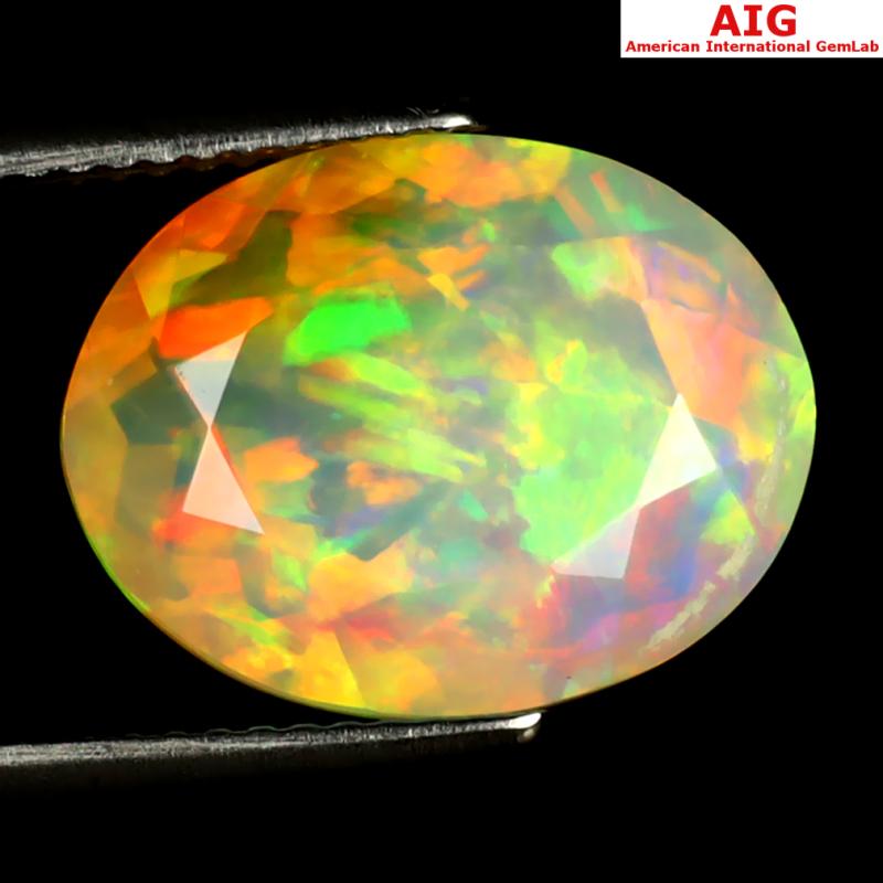 4.48 ct AIG Certified Fantastic Oval Shape (15 x 12 mm) Natural Rainbow Opal Loose Gemstone