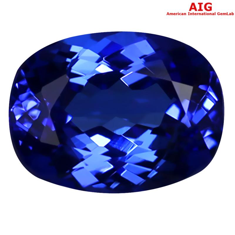 1.93 ct AIG CERTIFIED AAAA GRADE OUTSTANDING CUSHION CUT (9 X 7 MM) D'BLOCK TANZANITE GEMSTONE