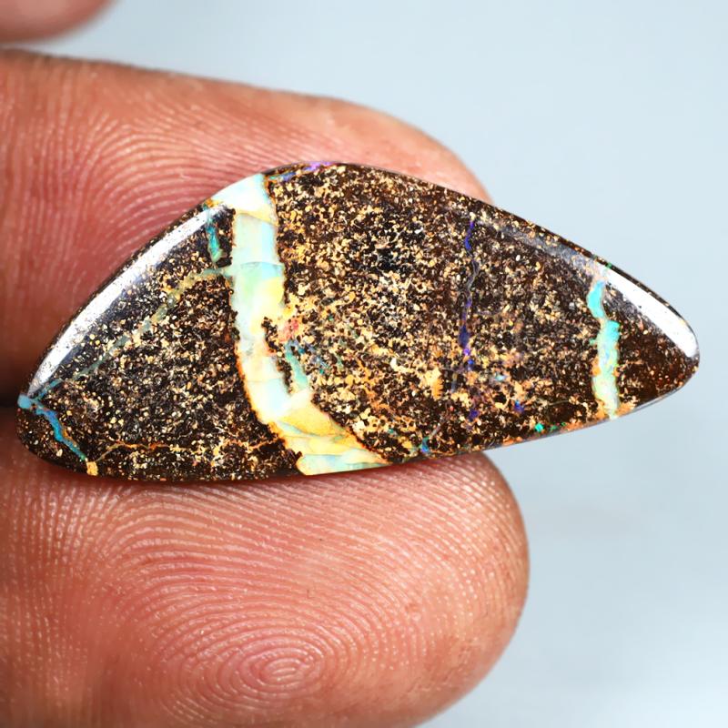 6.95 ct Eye-catching Fancy Shape (30 x 13 mm) Multi Color Australian Koroit Boulder Opal Natural Loose Gemstone