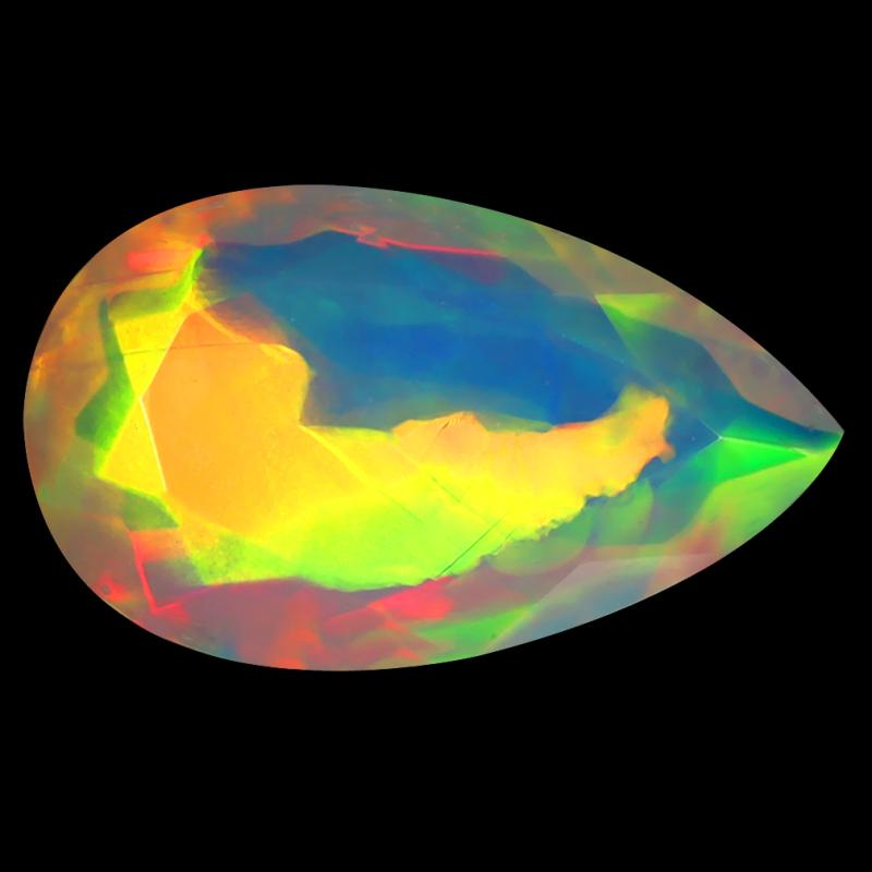 3.08 ct Attractive Pear (16 x 10 mm) Unheated / Untreated Ethiopia Rainbow Opal Loose Gemstone
