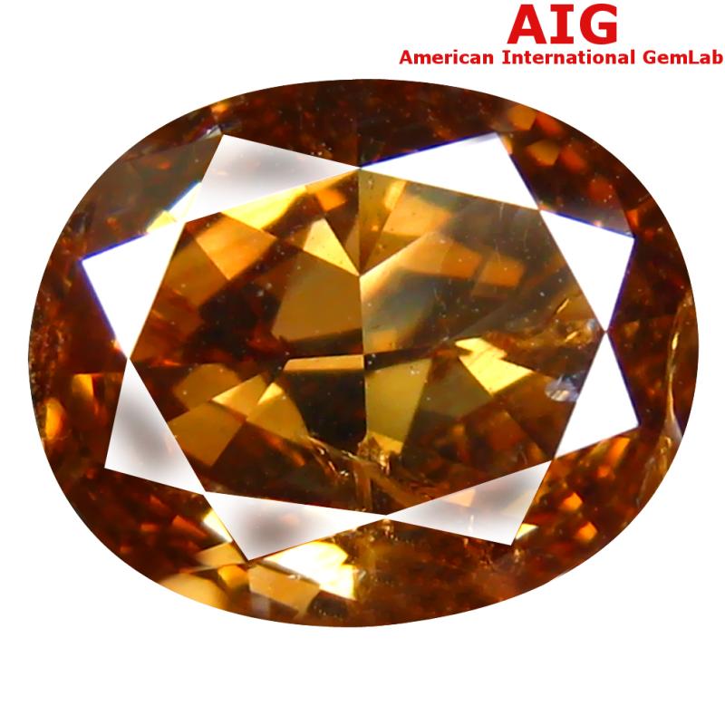 1.82 ct AIG Certified Wonderful Oval Cut (9 x 7 mm) Unheated / Untreated Fancy Orange Yellow Diamond Loose Stone