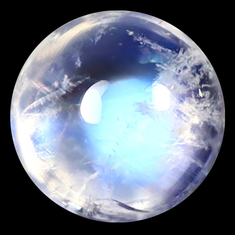 1.44 ct AAA Pretty Round Cabochon Shape (7 x 7 mm) Rainbow Blue Moonstone Natural Gemstone