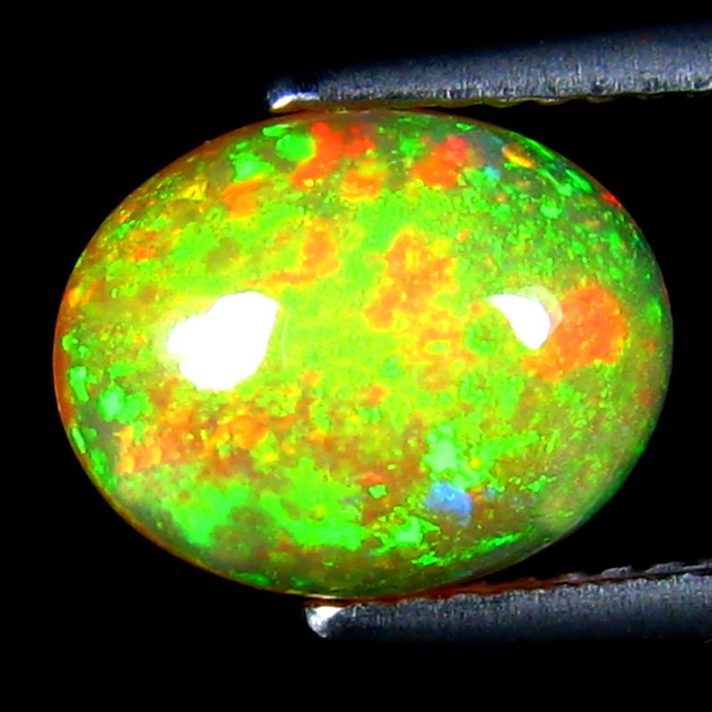 2.44 ct Charming Oval Cabochon Cut (11 x 9 mm) Ethiopia Play of Colors Rainbow Opal Natural Gemstone