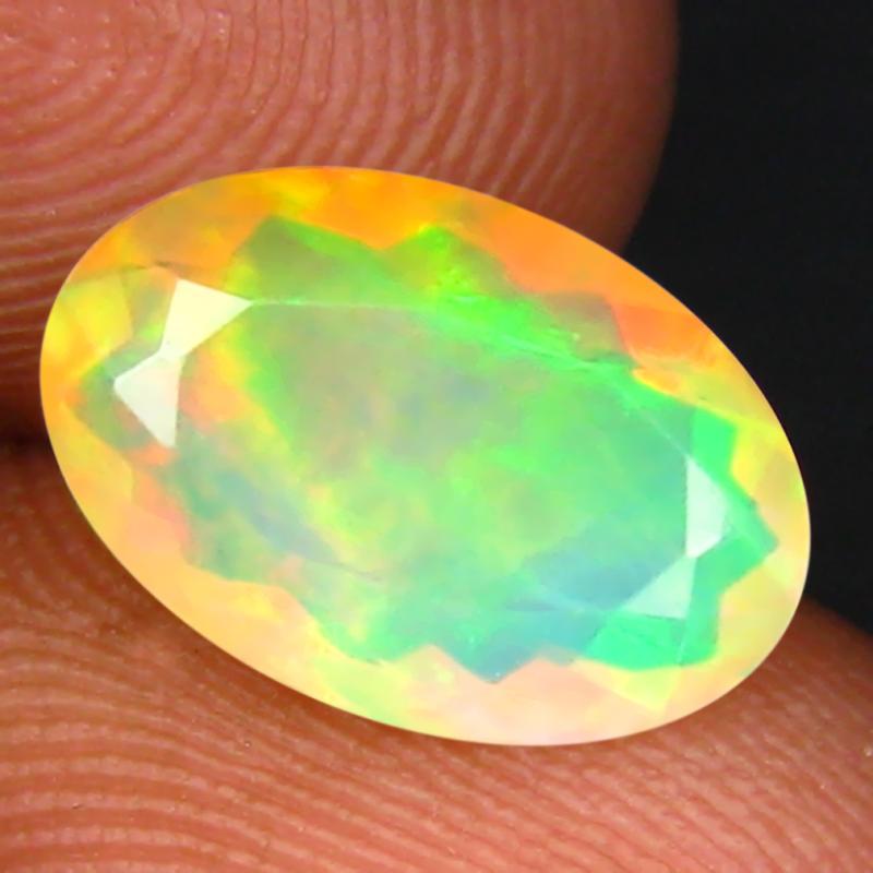 1.65 ct Five-star Oval (11 x 7 mm) Un-Heated Ethiopia Rainbow Opal Loose Gemstone
