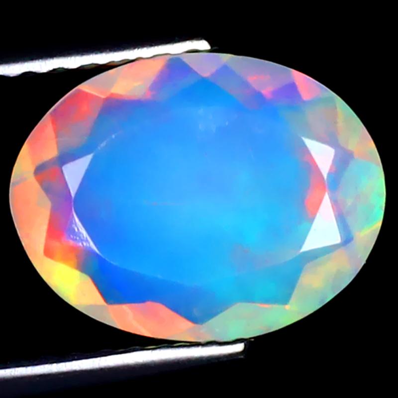 1.27 ct Outstanding Oval (11 x 8 mm) Ethiopian 360 Degree Flashing Rainbow Opal Natural Gemstone