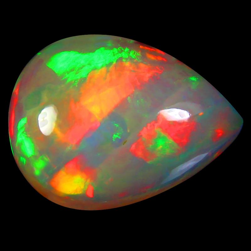 11.54 ct Terrific Pear Cabochon (19 x 15 mm) Flashing 360 Degree Multicolor Rainbow Opal Gemstone
