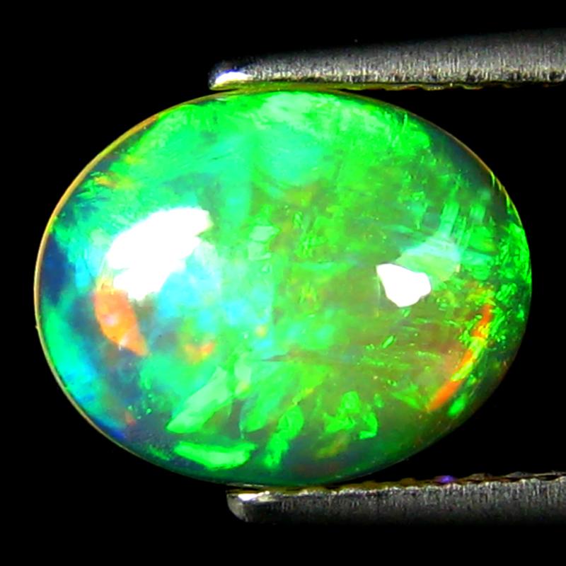 1.72 ct Awe-inspiring Oval Cabochon Cut (11 x 9 mm) Ethiopia Play of Colors Rainbow Opal Natural Gemstone