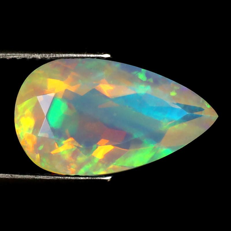 4.92 ct AIG Certified Eye-opening Pear Shape (17 x 10 mm) Natural Rainbow Opal Loose Gemstone