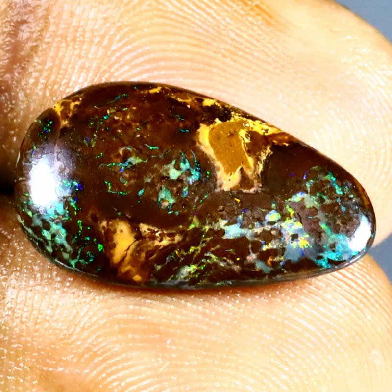 6.58 ct Topnotch Fancy Shape (20 x 12 mm) Multi Color Australian Koroit Boulder Opal Natural Loose Gemstone