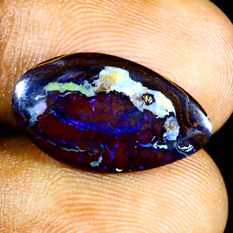 3.57 ct Incomparable Fancy Shape (18 x 11 mm) Multi Color Australian Koroit Boulder Opal Natural Loose Gemstone
