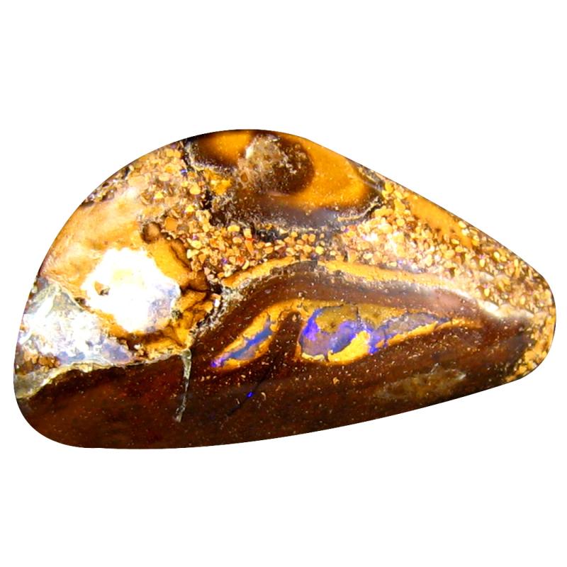 6.51 ct Outstanding Fancy Cabochon Shape (20 x 11 mm) Play of Colors Australian Koroit Boulder Opal Natural Loose Gemstone