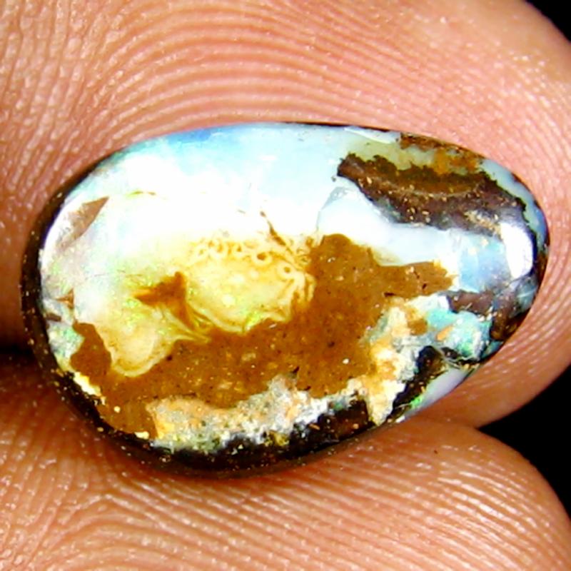 5.80 ct Splendid Fancy Shape (15 x 10 mm) Multi Color Australian Koroit Boulder Opal Natural Loose Gemstone