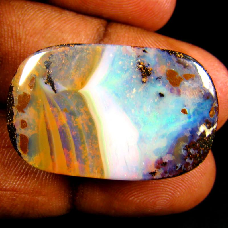 40.52 ct Valuable Fancy Shape (31 x 19 mm) Multi Color Australian Koroit Boulder Opal Natural Loose Gemstone