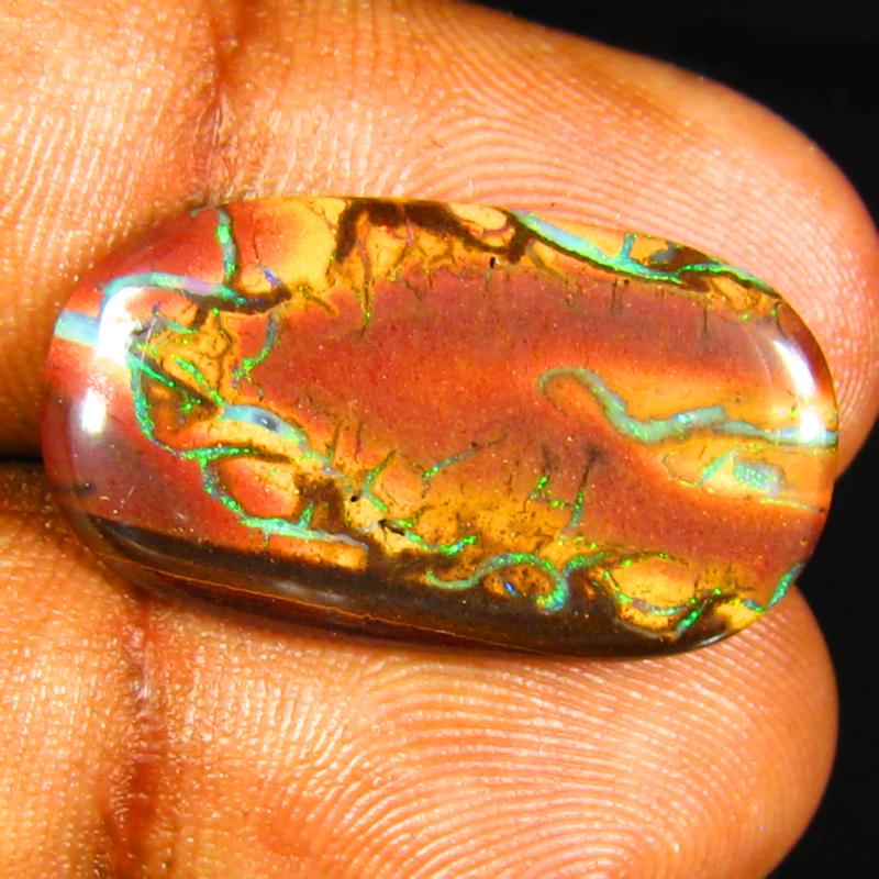 7.78 ct Phenomenal Fancy Shape (24 x 13 mm) Multi Color Australian Koroit Boulder Opal Natural Loose Gemstone
