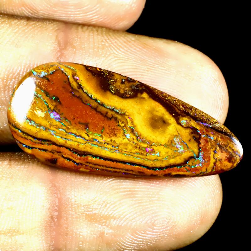 17.95 ct Marvelous Fancy Shape (33 x 14 mm) Multi Color Australian Koroit Boulder Opal Natural Loose Gemstone