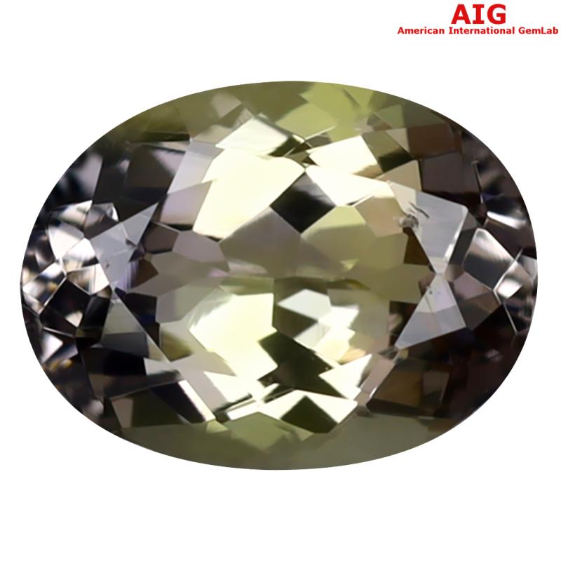 2.10 ct AIG Certified Incredible Oval Shape (9 x 7 mm) Blue Yellow Tanzanite Natural Gemstone