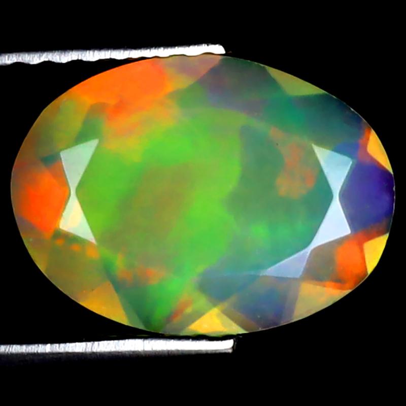 1.32 ct Pleasant Oval (11 x 8 mm) Ethiopian 360 Degree Flashing Rainbow Opal Natural Gemstone