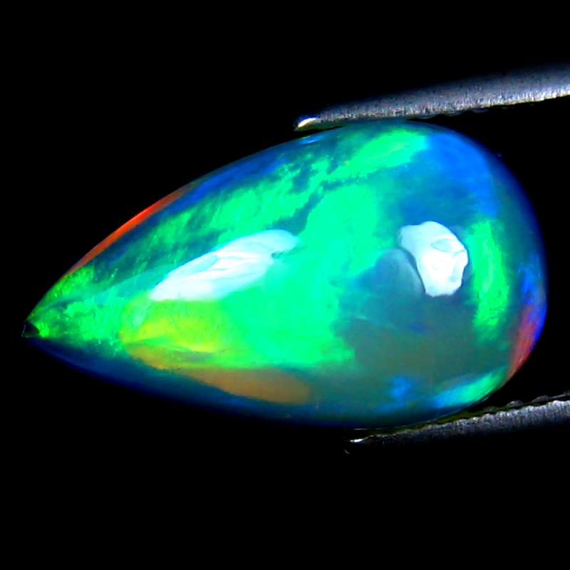 3.68 ct Superior Pear Cabochon Cut (16 x 9 mm) Ethiopia Play of Colors Rainbow Opal Natural Gemstone