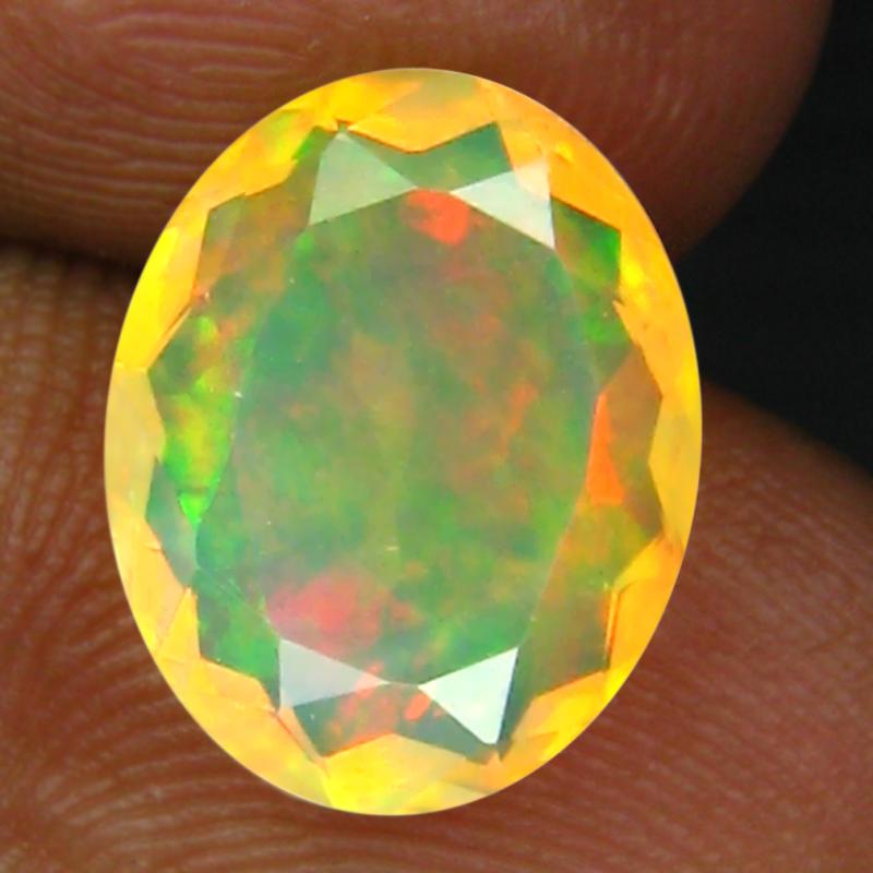 2.04 ct Extraordinary Oval (12 x 9 mm) Un-Heated Ethiopia Rainbow Opal Loose Gemstone